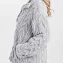 BLENCOT Womens Casual Button Down Collar Pullover Fleece Sweatshirt Long Sleeve Tops Warm Sherpa Coat Jacket Pockets (Gray, XL)