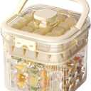 Portable Ice Container with 2 Ice Packs - 1-Click Release, Double-Layer Trays (48 Cubes), 100+ Storage, Compact Handheld for DIY Drinks, Baby Food, Parties & Outdoor Use (Cream Yellow)