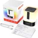 Hetyre Night Light Bluetooth Speaker, 5 in 1 Touch Control Bedside Lamp Dimmable Multi-Color Changing, Bedroom Alarm Clock, Best Birthday Gift Ideas for 10 11 12 13 14 Year Old Teenage Girls/Boys