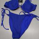 ZAFUL Women's Bikini Sets Ribbed Two Piece Swimsuits Underwire Adjustable Back Clasp Bathing Suit Side Tie Thong Swimwear, M