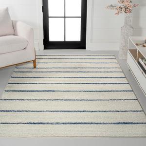 JONATHAN Y Williamsburg Minimalist Stripe Cream/Navy Indoor Area Rug, 4x6, Contemporary, Modern, Easy-Cleaning for Living Room, Bedroom, Kitchen, Pet Friendly, Non-Shedding (MOH201E-4)
