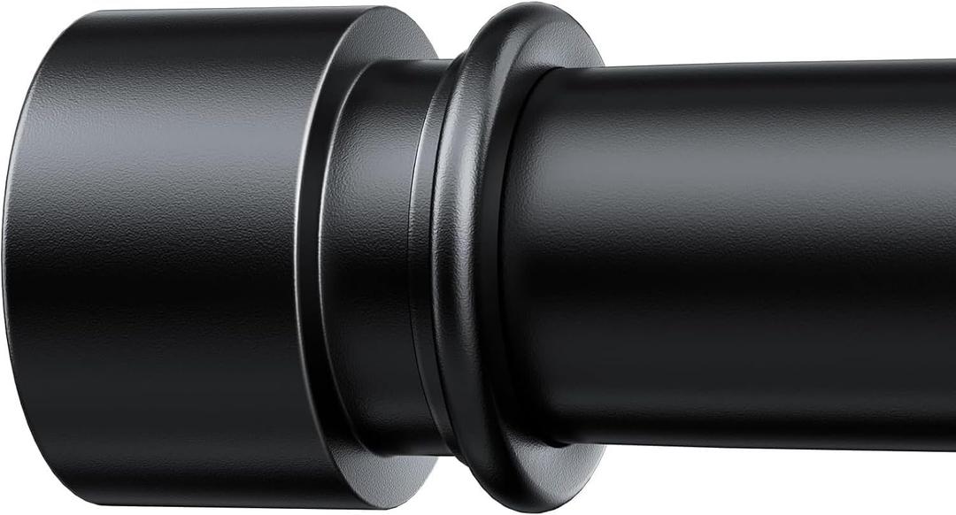 Curtain Rods for Windows 32 To 120 Inches - Black 1 Inch Diameter Curtain Rods, Adjustable Heavy Duty Curtain Rod with End Cap Style, Easy Installation and Modern Design