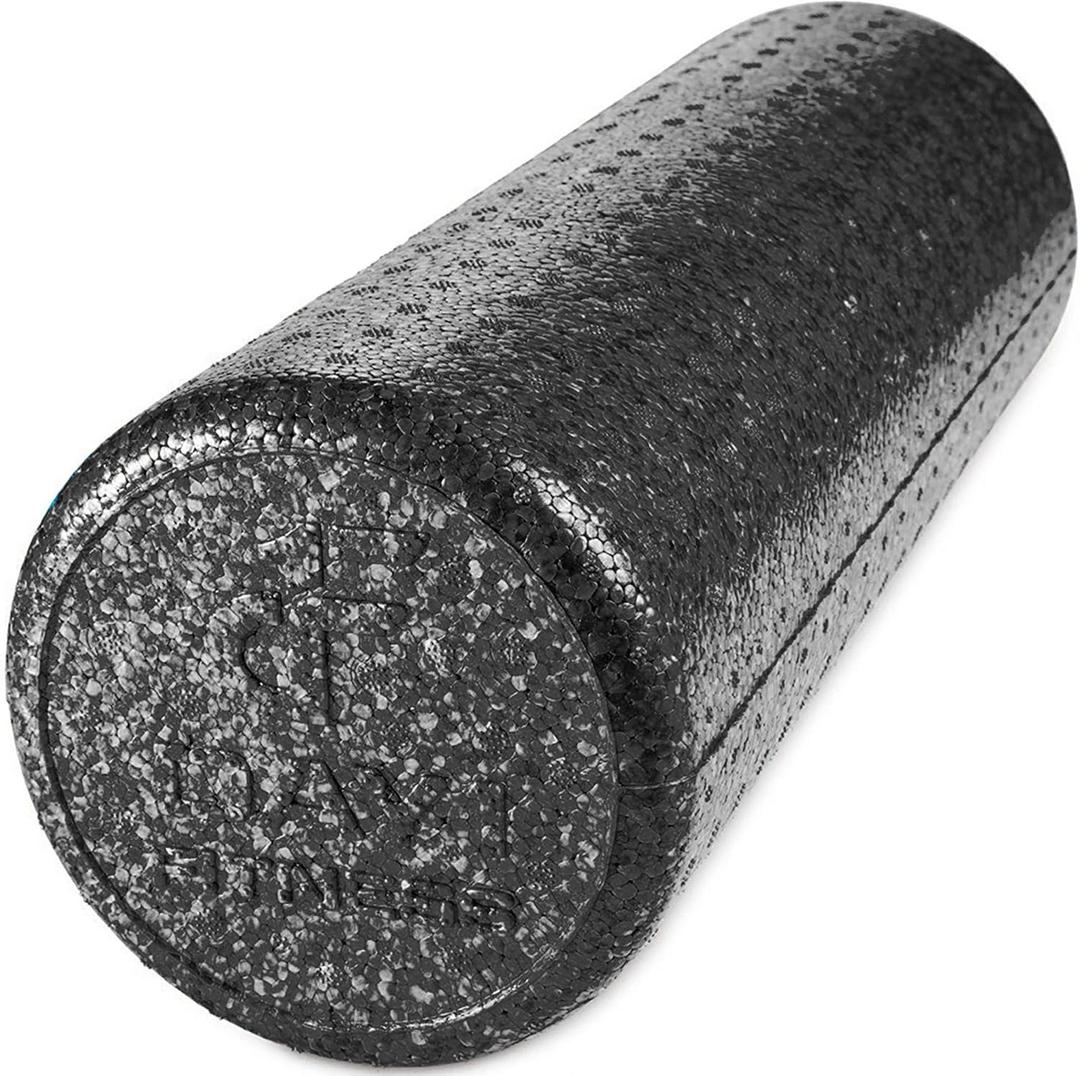 High Density Muscle Foam Rollers by Day 1 Fitness - Sports Massage Rollers for Stretching, Physical Therapy, Deep Tissue, Myofascial Release - Ideal for Exercise and Pain Relief - Solid Black, 18"