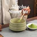 Matcha Whisk Set (4pcs) for Home, Kitchen, Gift, Matcha Starter Kit for Coffee & Tea Lover with Ceramic Matcha Bowl, Chasen Holder, Bamboo Whisk & Scoop, 19oz Capacity, Mottled Green