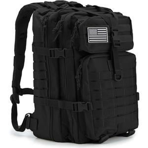 QT&QY 45L Military Tactical Backpacks For Men Camping Hiking Trekking Daypack Bug Out Bag Lage MOLLE 3 Day Assault Pack (1.0 Black)
