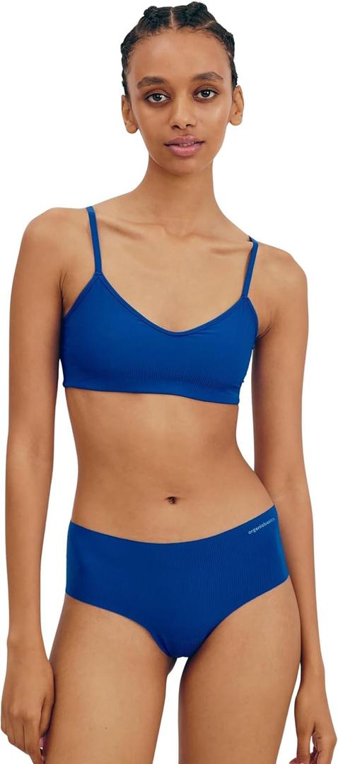Organic Basics Womens Naked Ribbed VNeck Bralette, Vibrant Blue, Medium