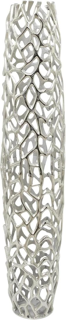 Deco 79 Aluminum Coral Vase, Silver, 10'' x 11'' x 45'' (10" x 11" x 45", Silver)