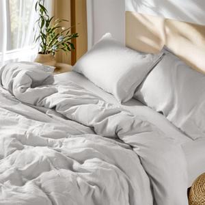 SONORO KATE 100% French Linen Duvet Cover King Size, Soft Breathable for Hot Sleepers, Moisture Wicking & Durable Cover Set - Zipper Closure & 4 Corner Ties Duvet Covers 3 Piece (Grey,King)