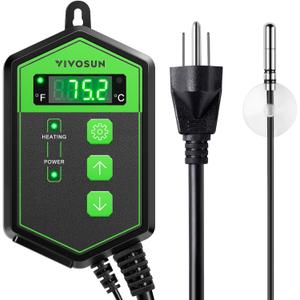 VIVOSUN Digital Heat Mat Thermostat Controller, 40108 F 1000W for Reptiles, Seedlings, Germination, Incubation and Fermentation