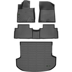 HAFIDI Floor Mats & Cargo Liner Set Fit for 2019 2020 Hyundai Santa FE All Weather Protection TPE Anti-Slip Automotive Full Set Floor Liners Custom Accessories - Black