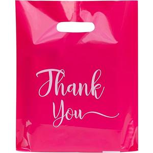 Merchandise Bags, 9 x 12 Inch Shopping Bags with Die Cut Handles, 100 Count Thank You Bags for Business Small, Plastic Shopping Bags for Boutique, Trade Show (Black)