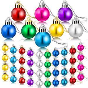 Sumind 48 Pieces Christmas Ball Ornaments Mini Shiny Multicolor Ball Ornament Xmas Miniature Tree Decorations for Christmas Tree Party Holiday Decor(Multicolored, 1.2 Inch)