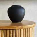 Ceramic Vase, Faded Black Color, Modern Minimalist Textured Vase for Home Decor, Bookshelf & Coffee Table Decor (Black Short)