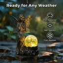 10" Bronze Fairy Solar-Powered Garden Statue, Crackle Glass Globe Solar Light, Outdoor Garden Decor Solar Light, Weatherproof Resin Fairy Decorative, Sunflower Fairy for Patio Yard Lawn