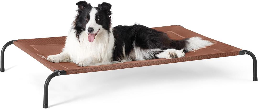 Bedsure Elevated Raised Cooling Cots Bed for Large Dogs, Portable Indoor & Outdoor Pet Hammock with Skid-Resistant Feet, Frame with Breathable Mesh, Terracotta, 49 inches, 49"L x 31.5"W x 8"Th