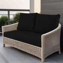 idee-home Outdoor Loveseat Cushions for Patio Furniture, Waterproof Couch Hampton Bay Deep Seat Cushion Replacement Set 46" x 26", Patio Love Seat Sofa Cushions for Porch Garden Chair, Black Pattern