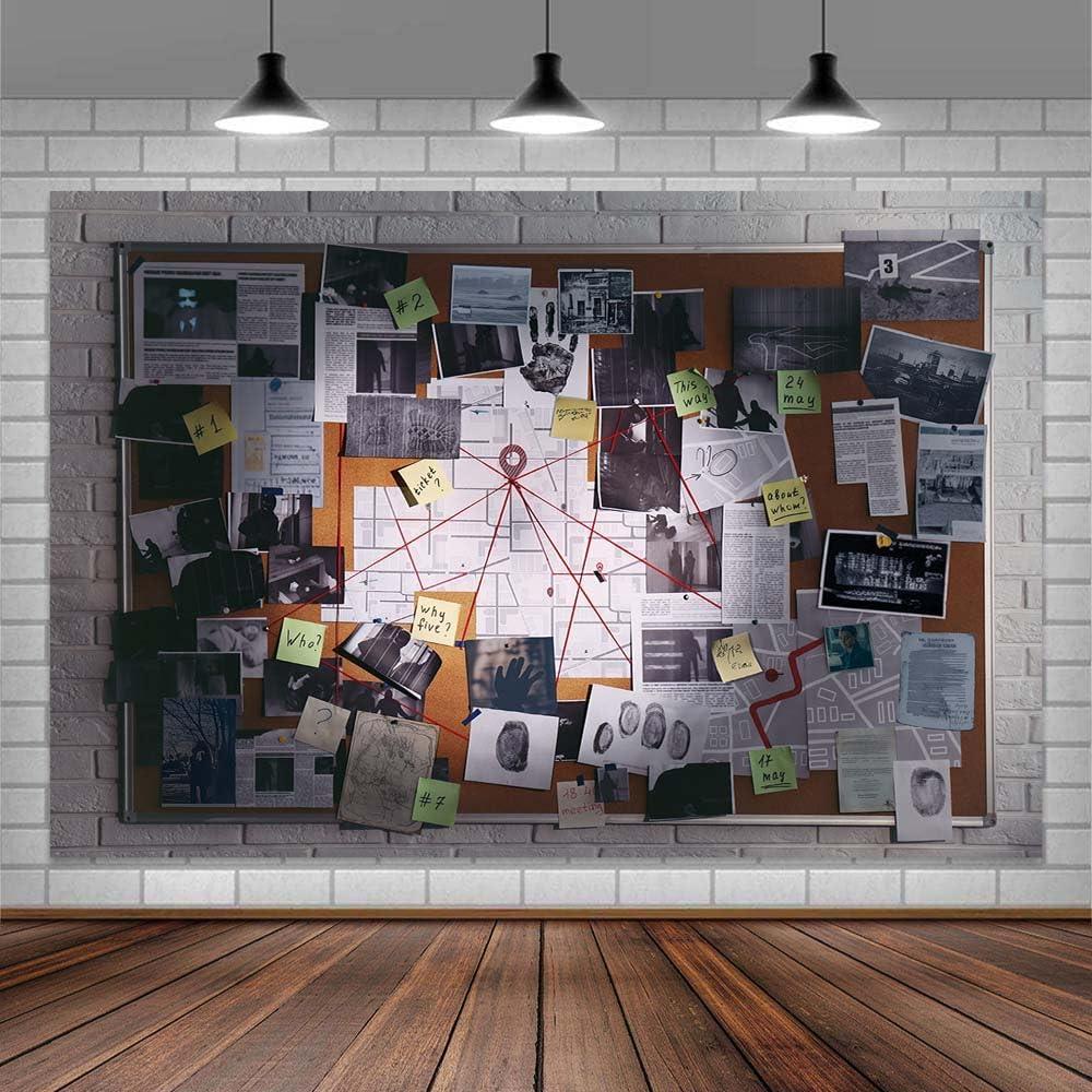 10X8ft Crime Scene Decorations Photo Backdrop Murder Mystery Party Photography Background, Detective Spy Halloween Theme Party Supplies Backdrops Photo Booth Prop Wall Decor Tablecloth