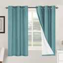 H.VERSAILTEX Primitive Linen Curtains 100% Blackout Curtain Drapes Burlap Fabric Curtains with White Thermal Insulated Liner, Grommet Top Drapes Living Room/Bedroom (2 Panels, 42 x 63 Inch, Teal)