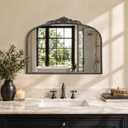 Vintage Black Arched Mirror: 32"x24" Baroque Antique Vanity Mirror