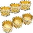 OwnMy 6 PCS Metal Lotus Ghee Oil Lamp Holder Gold Lotus Tea Light Candle Holders Set, Altar Diya Butter Lamp Holders Candle Centerpieces for Diwali Puja Pooja Decoration