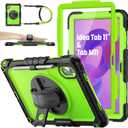 SEYMAC stock Case for Lenovo Idea Tab 11'' 2025/ Tab M11 2024/ K11 (TB336FU/TB330FU), Drop-Proof Case for Lenovo 11 inch with 360 Rotate Stand/Strap [Pen Holder] & Screen Protector, Green+Black