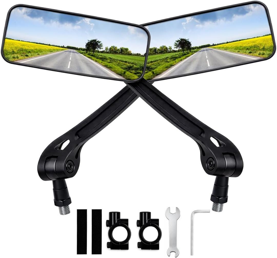 1 Pair Bicycle Mirror Handlebar Mount, 360 Rotatable Adjustable & Foldable Rear View Mirror with Wide-Angle Lens for Safer Cycling, Universal Fit for Bicycle E-Bike, Scooter, Left+Right