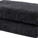 POLYTE Professional Quick Dry Lint Free Microfiber Hair Drying Salon Towel, 20 x 40 in, 2 Pack (Black)