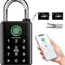 YINTIN Heavy Duty Fingerprint Smart Padlock with Key, 6-in-1 Keyless Entry Lock with Code Keypad, Tuya App, RFID, Digital Combination Lock for Outdoor Gate, Fence, Shed, Pool, Storage Unit, Locker