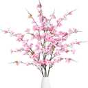 Sggvecsy Artificial Cherry Blossom Flowers 4 Pcs Faux Cherry Blossom Stems Faux Silk Cherry Blossom Branches 43 Fake Flowers Long Stems for Vase Arrangements Home Wedding Table Decor (Pink)