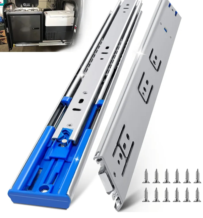 26 Inch 200lbs Soft Close Heavy Duty Drawer Slides, Side Mount Rails Full Extension Ball Bearing Cabinet Tool Box Runners Tracks Glides (1 Pair, with M4 Screws)