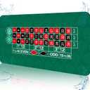 70'' x 35'' Upgraded Waterproof Casino Roulette Tabletop Layout Mat with Carrying Bag, Anti-Slip Rubber Roulette Game Layout Table Top Cover for Parties, Home Entertainment, Game Night (Dark Green-roulette)