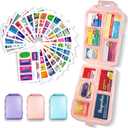 Pill Organizer with Medicine Labels 146 Labels Travel Daily Pill Container Mini Medication Organizer Storage Travel Essentials Pill Case 7 Day Pill Organizer (Blue+Pink+Purple, 3 Packs)