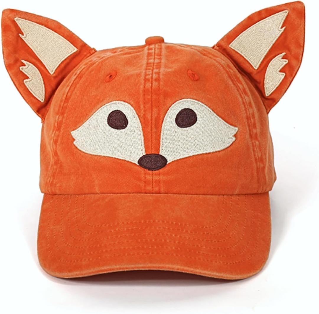 InnoBeta Fox-Shaped Gifts for Women, Cute & Funny Foxes Cap with Ears Design Adjustable Embroidered Animals Baseball Cap Gifts for Birthday, Christmas