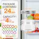 4 oz Mason Jars With Silver Lids, 24 Pack Regular Mouth Canning Jars for Jam, Honey, Yogurt, Spices, Snacks, DIY Projects, Wedding Favors- Includes 30 Stickers