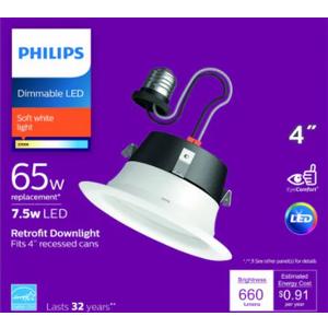 Philips 7.5-Watt (65-Watt) Retrofit Downlight LED Light Bulb