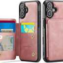 Vinich for iPhone 17 Wallet Case with Card Holder, RFID Blocking Credit Slots Kickstand Shockproof Phone Cover Fit for iPhone 17 6.3" Rose Pink