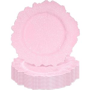 Pink Charger Plates Bulk 10Pcs - 13" Elegant Pink Chargers for Dinner Plates, Wedding & Event Decorative Charger Plates Set