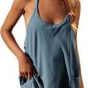 LTSCNRM Women's Tennis Dress Workout Mini Dress Built-in Shorts Sleeveless Spaghetti Straps Golf Athletic Dresses (Medium, Bluegrey)