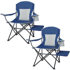 XGEAR Camping Chairs 350LBS Capacity, Heavy Duty Folding Chair with Side Table, Portable Outdoor Chair with Cup Holder for Adults, Collapsible for Tailgating, Beach, Fishing, Backyard - Blue