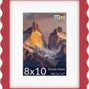 8x10 Wavy Picture Frame with Mat for 5x7, Real Glass and Wooden Frame - Tabletop or Wall Hanging Photo Frame(1 Pack, Red)