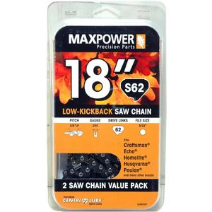 2 Pack Replacement Chains for 18 Inch Craftsman, Echo, Homelite, Poulan and other saws S62