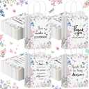 Gueevin 40 Pcs Employee Appreciation Gifts Bulk Thank You Bags CNA Gift Bags Bulk Paper Snack for Staff Teacher Team End of The Year Staff(Floral,White)