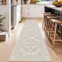 Washable Kitchen Runner Rug 2x10: Non-Slip Hallway Entryway Rugs with Rubber Backing Stain Resistant Soft Thin Low Pile Carpet for Bedroom Indoor Vintage Home Decor Mat for Bathroom (Beige/Cream,2x10)