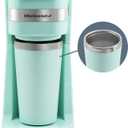 Elite Gourmet EHC117M Personal Single-Serve Compact Coffee Maker Brewer Includes 14Oz. Thermal Travel Mug with Stainless Steel Interior, Compatible with Coffee Grounds, Reusable Filter, Mint (Mint)
