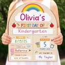 My First Day of School Sign 12"x10", First and Last Day of School Board with Marker, Reusable Back to Class Wooden Chalkboard for Preschool, Pre-K, and Kindergarten, Easy to Write & Clean Board