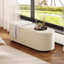 Storage Ottoman Bench 44.5" Upholstered Fabric End of Bed Bench with Removable Lid, Large Storage Chest for Bedroom, Living Room, Entryway (Beige)