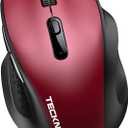 TECKNET Wireless Mouse for Laptop, Silent Mouse Quiet Click, Computer Mice Wireless, 6 Adjustable 4000 DPI Computer Mice (Red)