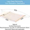 Lazy Daze Hammocks 12 FT Double Quilted Fabric Hammock with Spreader Bar and Detachable Pillow, 2 Person Hammock for Outdoor Patio Backyard Poolside, 450lbs Weight Capacity, Natural