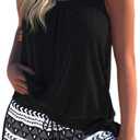 ROSEWE Modest Tankini Swimsuits for Women, Two Piece Athletic Womens Bathing Suits Blouson Tank Tops with Board Shorts (Black, XL)