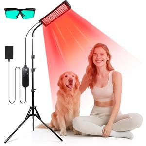 Red Light Therapy for Face and Body, GMOWNW Infrared Light Therapy Lamp with Stand, 660nm Red Light and 850nm Near Infrared Light Therapy Device for Face Knee Body, Skin Care at Home (13.86" * 4.21"-With Stand)